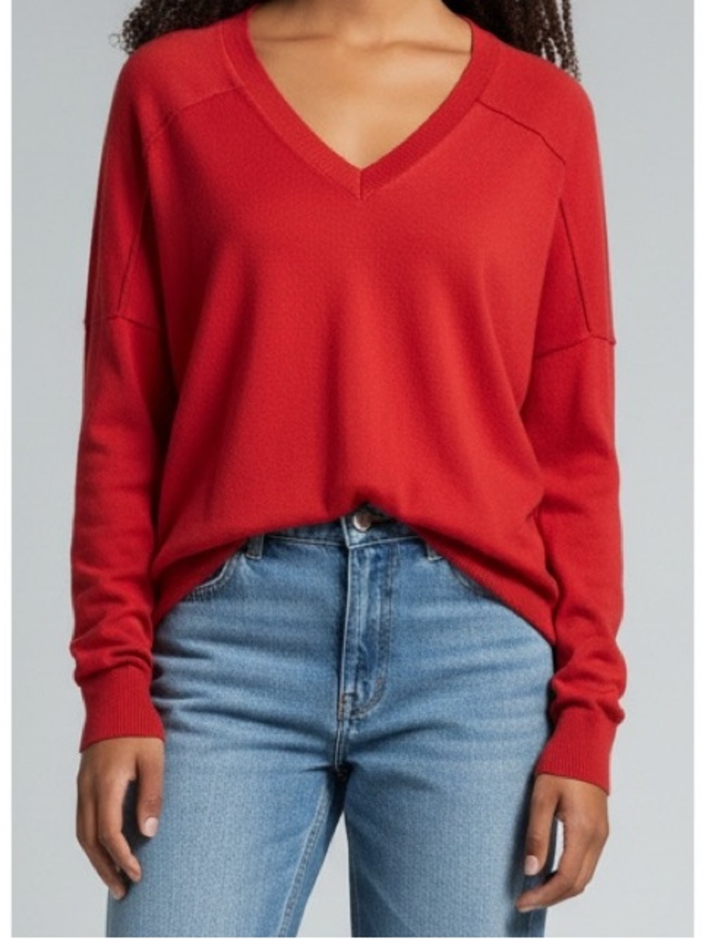 GAP Small Red V-Neck Front & Back Seam Detail Sweater